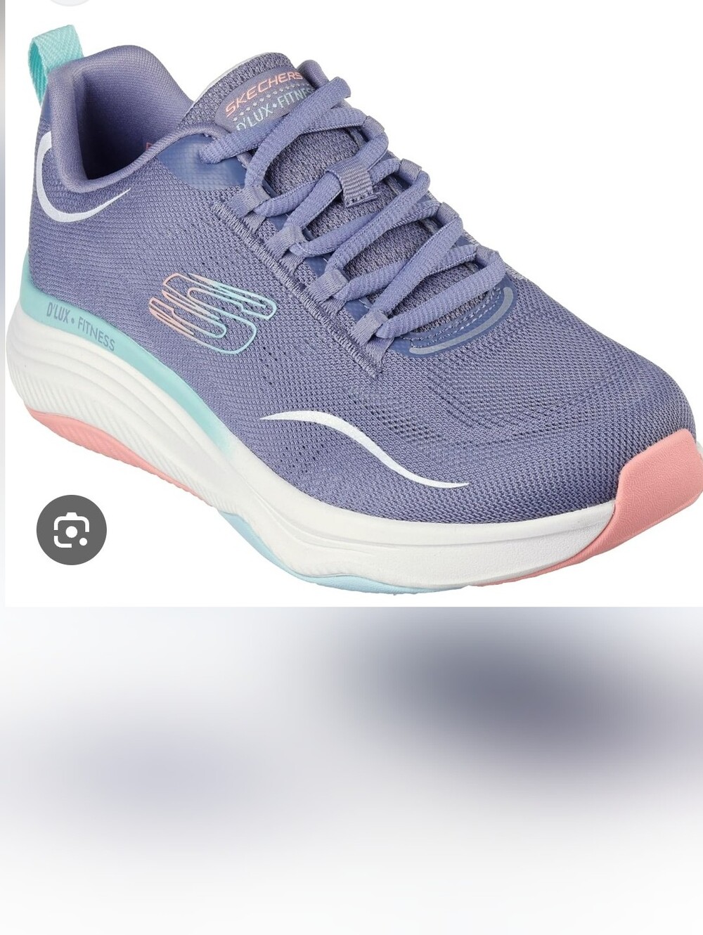 Skechers Women's D'Luxe Fitness Lace-Up Sneaker in Purple with Pink/Gr Accents 9